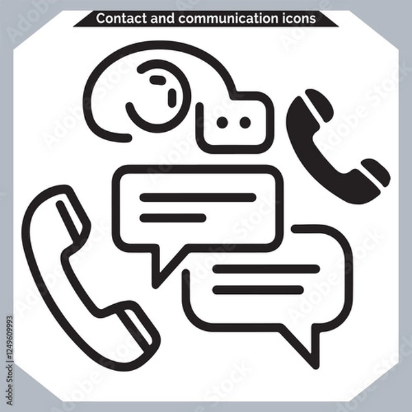 Fototapeta Contact and Communication Icon Set Outline Icons for Business Cards