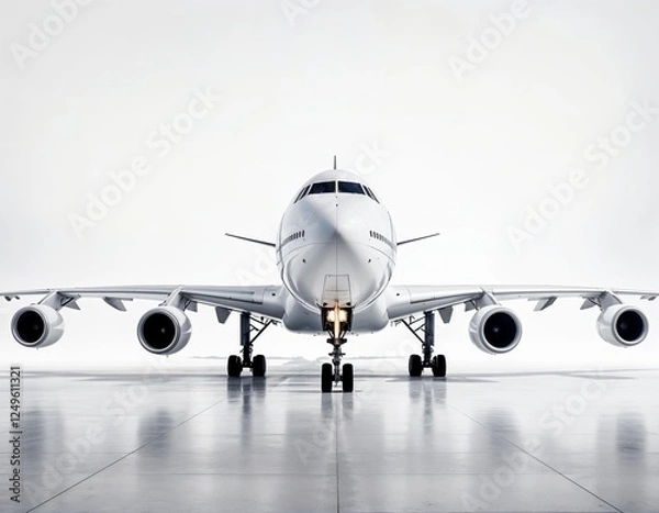 Fototapeta 3D Airplane Model Mockup, Minimal Aircraft Rendering on White Background, Realistic Aviation Design, High-Quality Digital Render