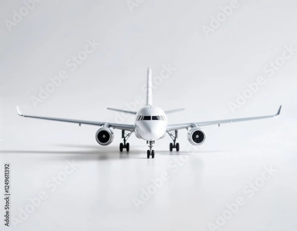 Fototapeta 3D Airplane Model Mockup, Minimal Aircraft Rendering on White Background, Realistic Aviation Design, High-Quality Digital Render