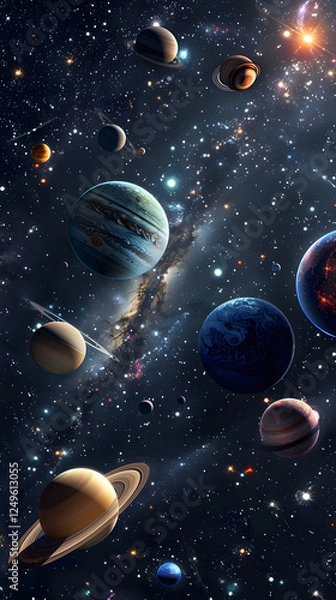 Fototapeta Artistic Illustration of Planets in our Solar System and Outer Space