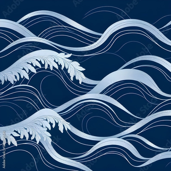 Fototapeta Japanese-Inspired Ocean Wave Pattern