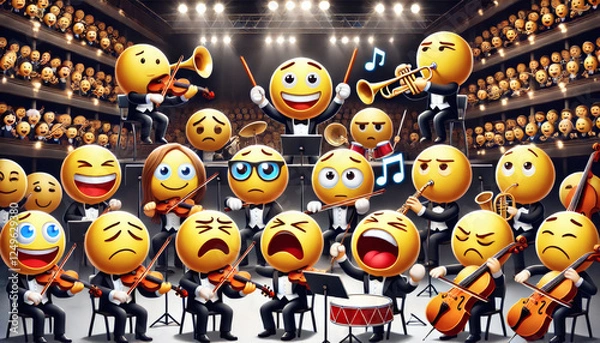 Fototapeta vector illustration of an abstract background with funny emoticons