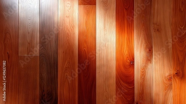 Fototapeta   Close-up of a wooden wall with light shining from above it