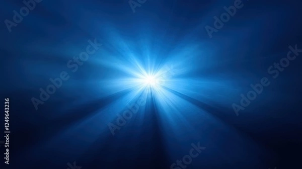 Obraz Bright blue light rays burst, dark background, energy, design