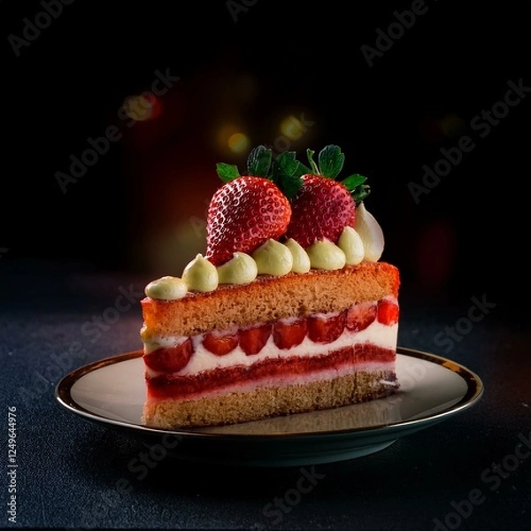 Obraz Trozo de pastel de fresas.