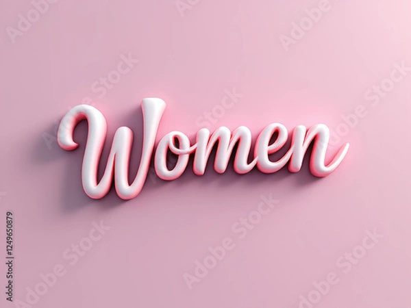 Fototapeta Women" 3D Cursive Text with Pink Shadow on Light Pink Background