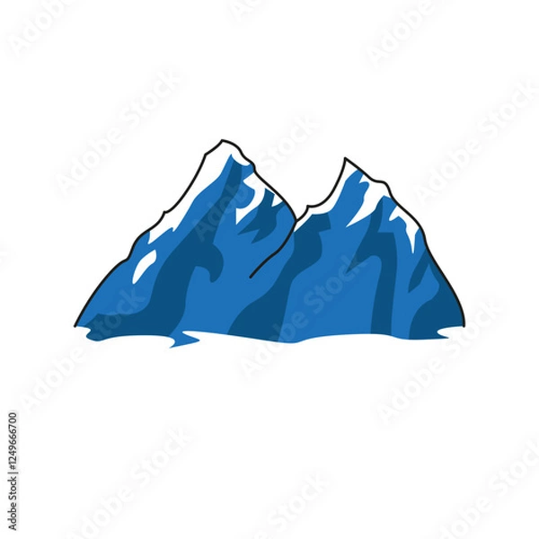 Fototapeta The icon of the mountain. Simple flat vector illustration on a white background