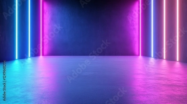 Fototapeta Modern Neon Light Background for Creative Projects - A vibrant and modern background featuring neon lights in blue and pink colors, perfect for various creative uses.