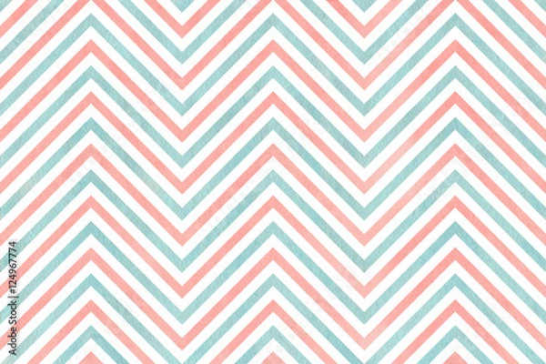 Fototapeta Watercolor stripes background, chevron.