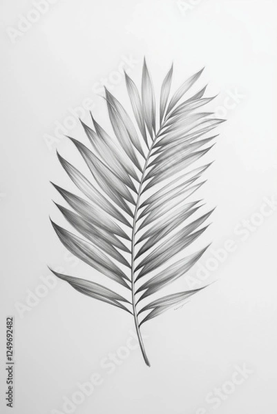 Fototapeta Delicate Palm Leaf Drawing