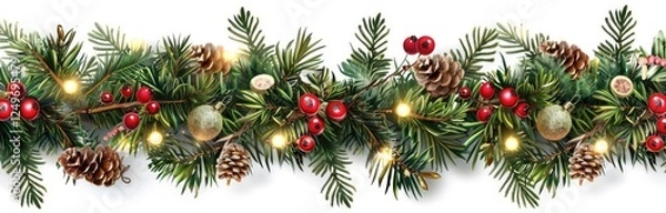 Obraz Embellish your home for the holiday season with a delightful Christmas garland adorned with ornaments, candy canes, and a festive touch of magic, creating a charming seasonal atmosphere