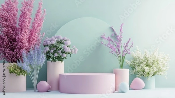 Obraz Delicate Floral Arrangement in Pastel Tones. Spring-Inspired Display.