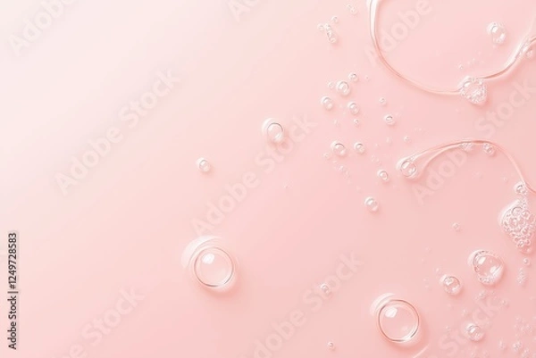 Fototapeta Pink and Pearlescent: A minimalist backdrop of soft pink with delicate, translucent bubbles, creating a serene and airy aesthetic. perfect for product displays, beauty & spa promotions.