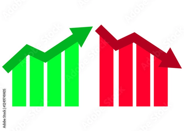 Fototapeta Business sales chart arrows up down finance graph isolated illustration