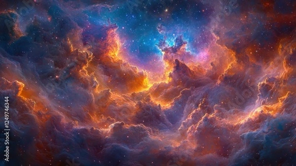 Fototapeta Cosmic clouds blaze through nebula