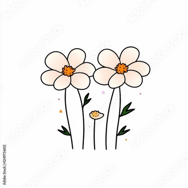 Obraz Delicate Light Peach Flowers On White Background