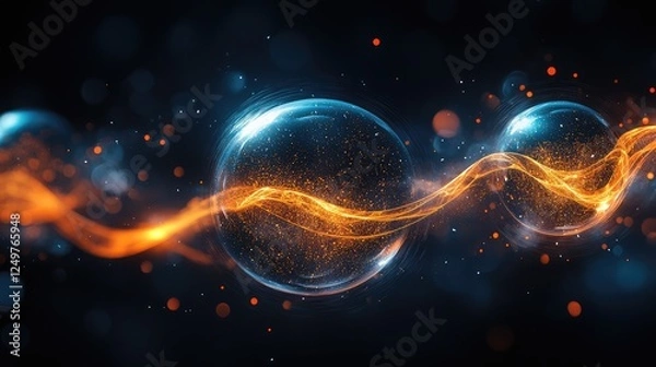 Fototapeta Hypnotic Abstract Motion Blur of Three Glowing Spheres on a Dark Background, Capturing Dynamic Energy and Ethereal Glow in a Mesmerizing Visual