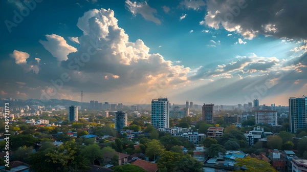 Obraz Mesmerizing Display of Diverse Architectural Styles under the Warm Glow of Pune's Typical Weather