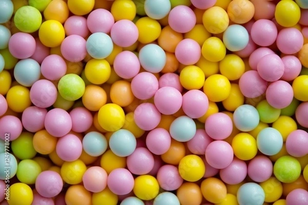 Obraz Colorful candy balls spread across a surface