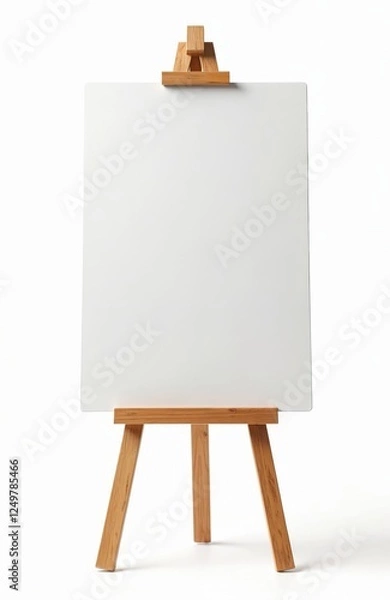 Fototapeta Blank white board on wooden easel. Versatile design for announcements, presentations promotions. Perfect for creating invitations, marketing materials school projects. Empty space ready for