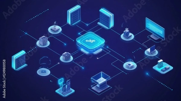 Fototapeta Edge Computing technology- A distributed internet network of connected devices	