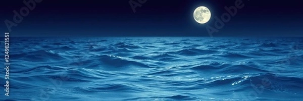 Fototapeta Shimmering Moonlit Ocean with Adjustable Waves, background, nature, waves