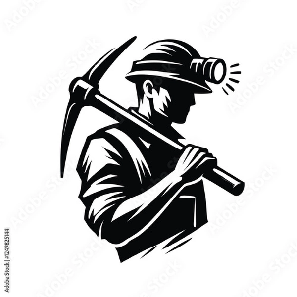 Fototapeta Miner Silhouette with Pickaxe