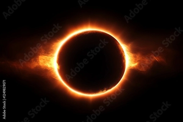 Fototapeta A fiery solar eclipse with a glowing ring of fire
