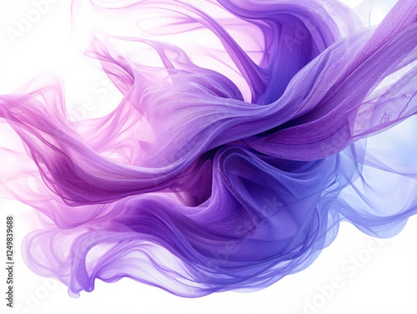 Fototapeta Abstract image of flowing purple silk fabric on a white background.