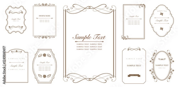 Fototapeta Vintage calligraphic frames, retro elegant ornamental Isolated borders, vector set.eps