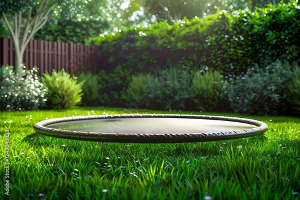 Obraz A backyard trampoline sitting on a healthy patch of grass