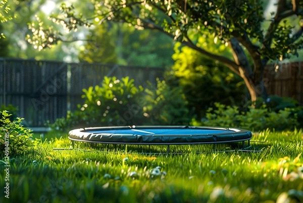 Obraz A backyard trampoline sitting on a healthy patch of grass