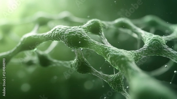 Fototapeta molecules and atoms on a large scale on green background