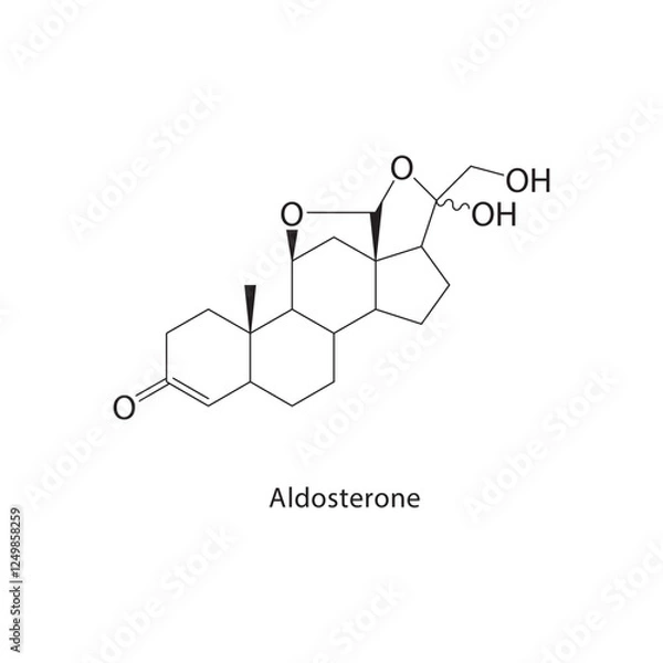 Fototapeta Aldosterone skeletal structure.Sesquiterpene compound schematic illustration. Simple diagram, chemical structure.