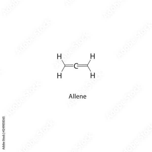Fototapeta Allene skeletal structure.Alkene compound schematic illustration. Simple diagram, chemical structure.