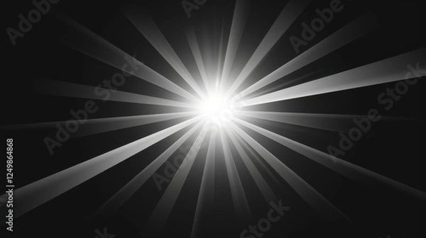 Fototapeta Experience the magic of a stunning light effect with a white, glowing solar flare and dazzling starburst sparkles.