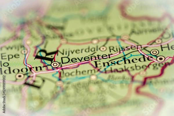 Obraz Deventer, Netherlands highlighted on a world map.