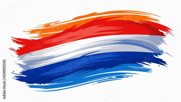 Fototapeta Netherlands flag in abstract brush stroke style as vector graphic isolated