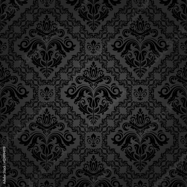 Fototapeta Seamless classic vector dark pattern. Traditional orient ornament