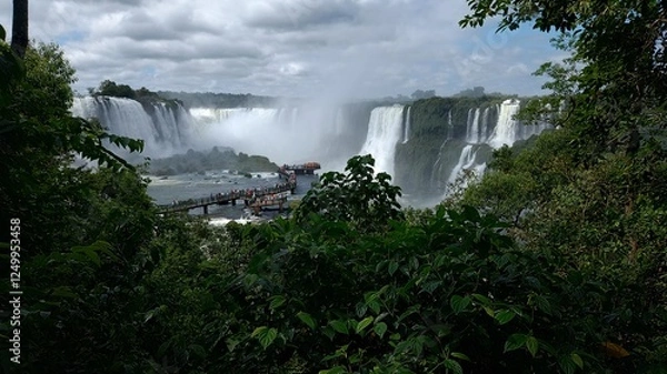 Fototapeta Breathtaking Panoramic View of Iguazu Falls in Argentina: Nature's Majestic Masterpiece