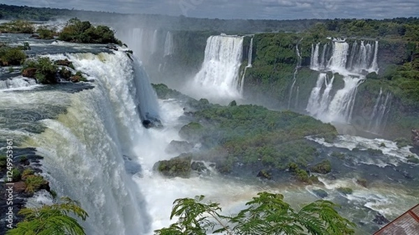Fototapeta Breathtaking Panoramic View of Iguazu Falls, Argentina, a Natural Wonder