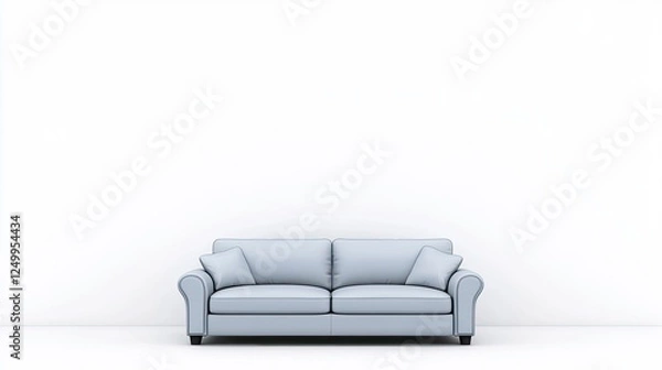 Obraz Modern light blue sofa on a clean white background, ideal for interior design showcases