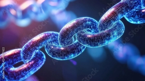 Fototapeta Digital Chain Links Symbolizing Technology and Connection in a Futuristic World