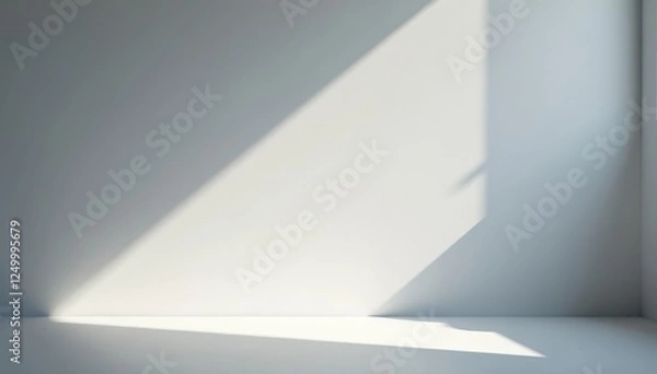 Fototapeta Subtle shadows on smooth gray, soft lighting, commercial feel , reflection, setting, high key