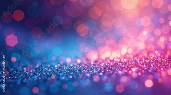 Obraz Shimmering abstract background with a vibrant blend of pink and blue sparkles, ideal for celebratory designs or festive visuals.