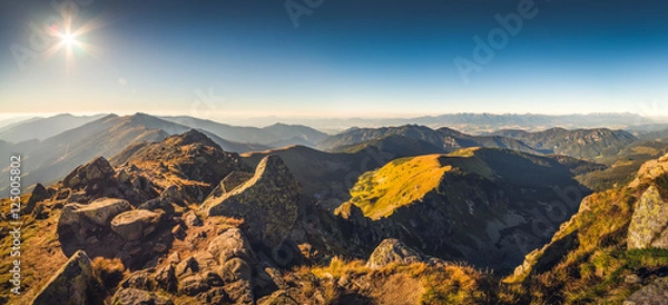 Fototapeta Mountain Landscape in the Evening. View from Mount Dumbier in Low Tatras National Park, Slovakia.