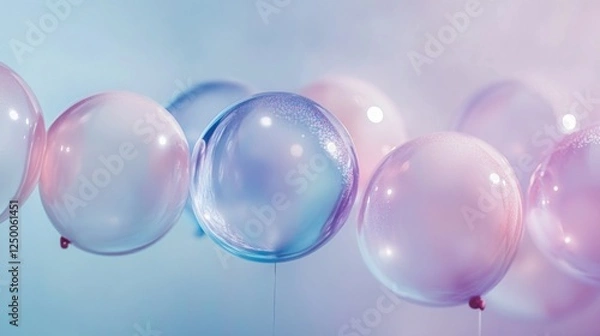 Fototapeta Bright Balloons in Minimalist Harmony, Evoking Joy and Simplicity