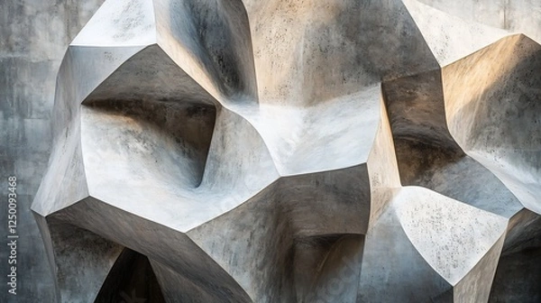 Fototapeta Abstract Gray Concrete Sculpture Soft Light. AI Generated