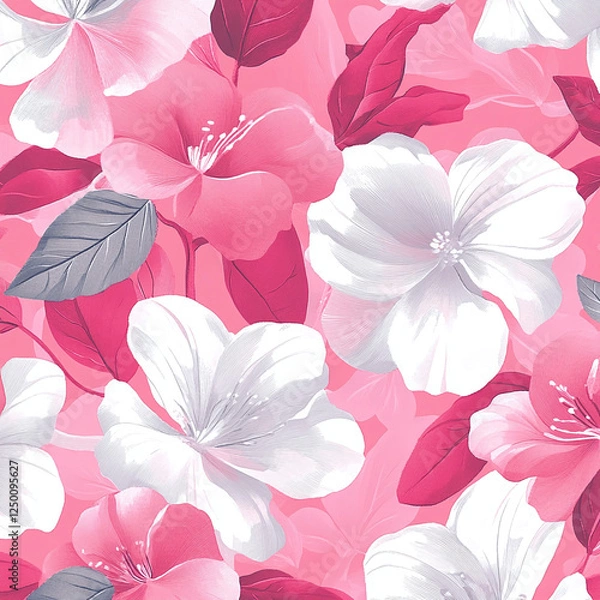Fototapeta seamless pattern with pink flowers