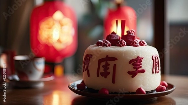 Fototapeta Festive Cake Decoration for Celebration with Lantern Details